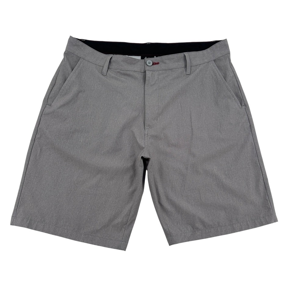 Burnside Shorts Gray Flat Front Hybrid Casual Golf Active Pockets Mens Size 36